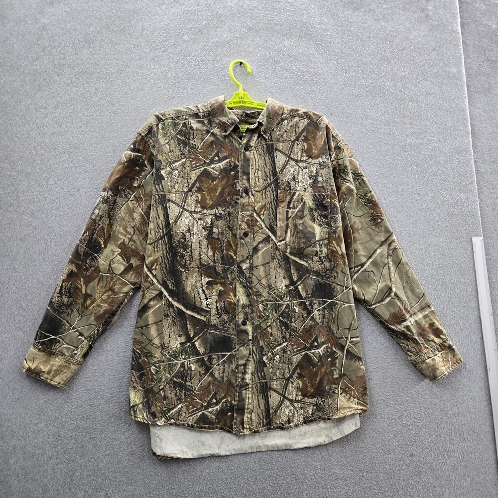 Redhead Men Button Up Shirt XL/TG Brown Camouflage Hunting Shirt Grunge